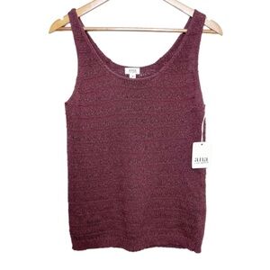 New ANA Burgundy Brown Textured Knit Tank Top Women's Size Medium